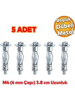 Badem10 Çelik Alçıpan Boşluk Dübel FRT Tuğla Paraşüt Duvar Bims 4x38 Metal 5 Adet