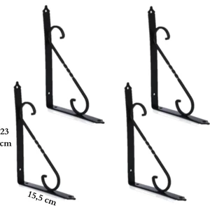 4 Adet Siyah 23.5X15,5 Ferforje Raf Altı Metal L Ayak