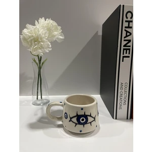 Göz Desenli El Yapımı Seramik Kupa Bardak Mug