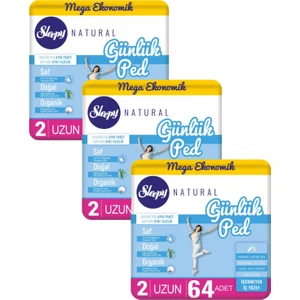 Natural Günlük Ped 2 Uzun 64'lü x 3 Adet (192 Ped)