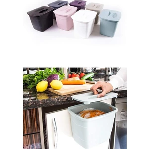 Mutfak Organizetörü Kapaklı Dolap Kapağına Asılabilir Pratik Kullanımlı 6 Litre Askılı Çöp Kovası