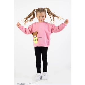 Harika Kids Kız Çocuk Orta Kalınlıkta Baskılı Örme Basic Taytlı Alt Üst Takımı