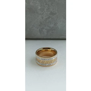 Çelik Yüzük Gold Zirkontaşlı