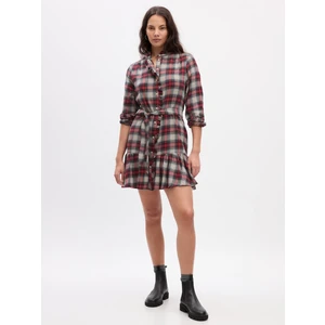 Ekose Desenli Mini Elbise