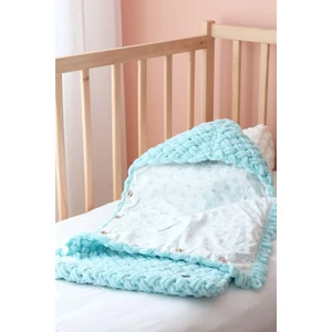 Örgülü Düğmeli Bebek Kundağı 0-12M Mint Erkek Sevimli Şapkalı Mont Alize Puffy İp Organik Sertifika