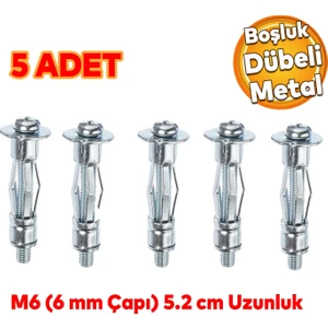 Çelik Alçıpan Boşluk Dübel Frt Tuğla Duvar Bims Paraşüt Dübeli 6X52 Metal 5 Adet