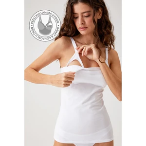 Pierre Cardin 2'li Ekonomik Paket Beyaz 6831 Pamuklu Göğüs Ucu Belli Etmeyen Kaplı Emzirme Atleti