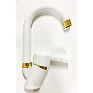 Bdl Armatür Beyaz Gold Banyo Lavabo Bataryası Musluğu Çeşmesi