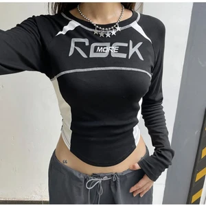 Deef Wear Y2K Harajuku Rock More Uzun Kol Crop Top