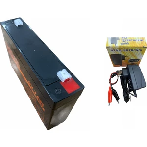 Ata Elektronik 6V 7Ah 20Hr 6 Volt 7 Amper Akü Ve 1 AMPER 6 VOLT AKÜLER için Şarj Cihazı  1 AMPER VOLTAJ KESİCİLİ + AKÜLÜ SET 2Sİ BİR ARADA