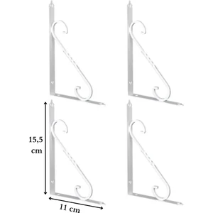 4 Adet Beyaz 15.5X11 Ferforje Raf Altı Metal L Ayak