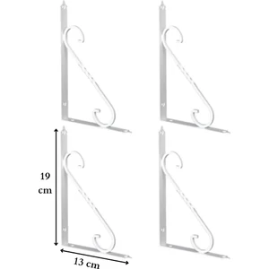 4 Adet Beyaz 19X13,5 Ferforje Raf Altı Metal L Ayak