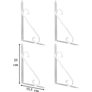 4 Adet Beyaz 23.5X15,5 Ferforje Raf Altı Metal L Ayak