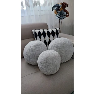 3' Lü Top Kırlent / Yastık 2 Büyük Gri / 1 Küçük Gri ( 42CM / 25CM)