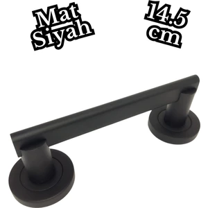 Rozetli Mat Siyah Çekme Kol 14.5 cm Sürgü Çekme Kapı Kolu