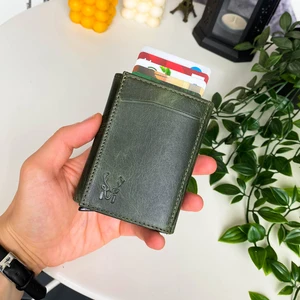 Pescol - Hakiki Deri RFID Korumalı Otomatik Mekanizmalı Akıllı Kartlık/Cüzdan