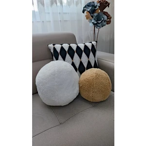 2' Li Top Kırlent / Yastık Büyük Ekru / Küçük Hardal ( 44CM / 32CM)