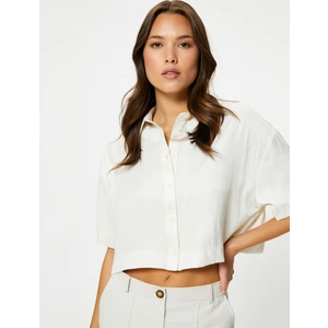 Kısa Kollu Crop Gömlek Düğmeli