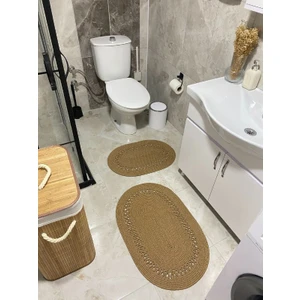 Milda Jüt 2'li Banyo Paspası Çift Taraflı Kaymaz Yıkanabilir Banyo Paspas Takımı 40X60CM & 50X80CM