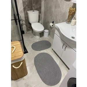 Milda Jüt 2'li Banyo Paspası Çift Taraflı Kaymaz Yıkanabilir Banyo Paspas Takımı 40X60CM & 50X80CM
