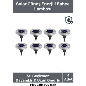 Su Geçirmez Dayanıklı 8 Ledli Solar Güneş Enerjili Işık Bahçe Dekor Aydınlatma Lambası - 4 Adet