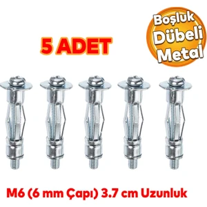 Çelik Alçıpan Boşluk Dübel Frt Tuğla Duvar Bims Paraşüt Dübeli 6X37 Metal 5 Adet