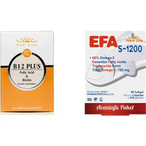 New Life Efa S-1200 Mg 90 Kapsül Avantajlı Paket + New Life B12 Plus Methylcobalamin 60 Tablet Avantajlı Paket