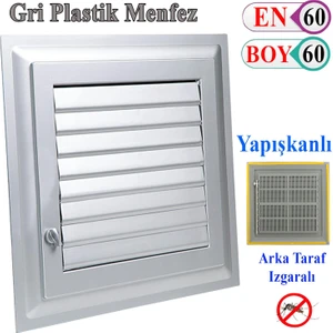 Menfez Banyo Wc Tuvalet Havalandırma Plastik Panjur Gri 60X60 cm