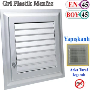 Menfez Banyo Wc Tuvalet Havalandırma Plastik Panjur Gri 45X45 cm