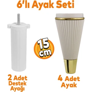 Iron 6'lı Set Mobilya Tv Ünitesi Çekyat Koltuk Kanepe Destek Ayağı 15 Cm Aytaşı Ayakları M8 Civatalı