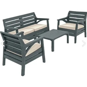 Miami Oturma Grubu Bahçe Koltuk Takımı Teras Balkon Seti Çöl Gri Hol-Mıamı-Set