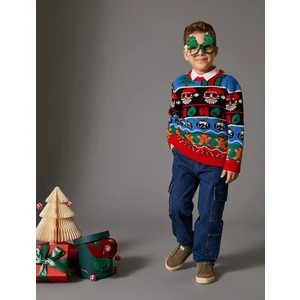 Yılbaşı Temalı Kazak Uzun Kollu Bisiklet Yaka