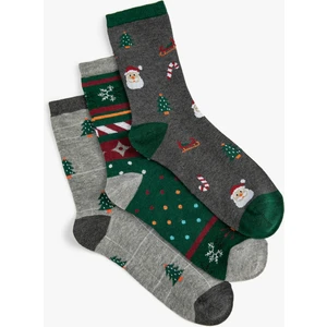 Yılbaşı Temalı Çorap Seti 3'Lü Çok Renkli