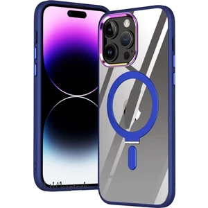 M.TK Moveteck Apple Iphone 15 Pro Kılıf Açılır Kapanır Ayarlanabilir Metal Magsafe Açılır Kapanır Standı Push Manyetik Renkli Kenarlı