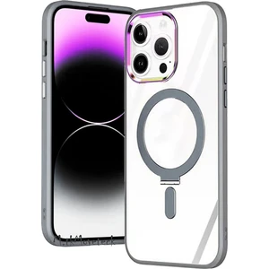 M.TK Moveteck Apple Iphone 15 Pro Max Kılıf Açılır Kapanır Ayarlanabilir Metal Magsafe Açılır Kapanır Standı Push Manyetik Renkli Kenarlı