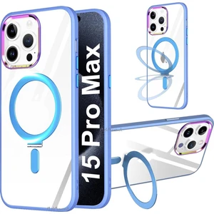 M.TK Moveteck Apple Iphone 15 Pro Max Kılıf Açılır Kapanır Ayarlanabilir Metal Magsafe Açılır Kapanır Standı Push Manyetik Renkli Kenarlı