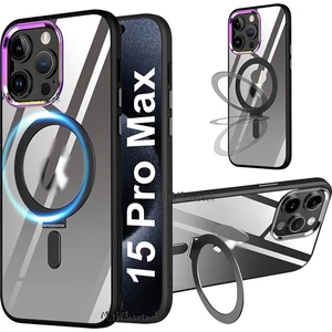 M.TK Moveteck Apple Iphone 15 Pro Kılıf Açılır Kapanır Ayarlanabilir Metal Magsafe Açılır Kapanır Standı Push Manyetik Renkli Kenarlı