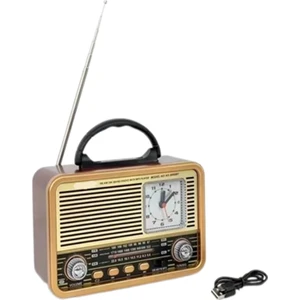 Vintage Saatli Fm Radyo Bluetooth Müzik Çalar Radyo Eskitme Nostalji Radyo Mp3 Çalar RT-781