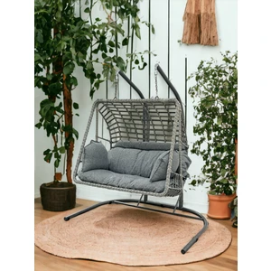 Tu Tienda Çift Kişilik Rattan Salıncak,antrasit