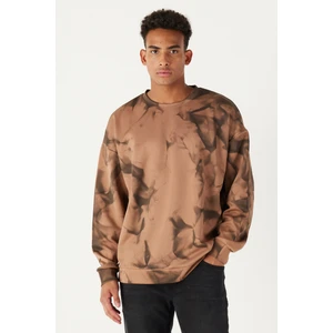 Altınyıldız Classics Erkek Vizon Oversize Bol Kesim Bisiklet Yaka Modern Desenli Yumuşak Dokulu Sweatshirt