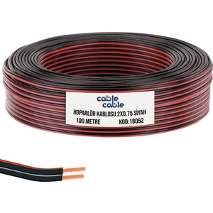 Cable Cable Kordon Hoparlör Kablosu 2 x 0.75 mm Siyah 100 mt Cablecable