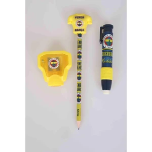 LİSANSLI FENERBAHÇE  LİSANSLI OTOMATİK KALEMTRAŞ,ROKET SİLGİ VE FORMA SİLGİ TEPELİ KURŞUN KALEM SETİ