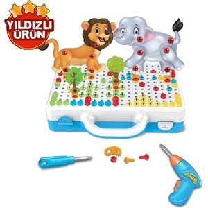 Berat Toys Berattoyseğitici Pilli Matkap Oyuncak Matkap Seti 3D Yapboz Matkap