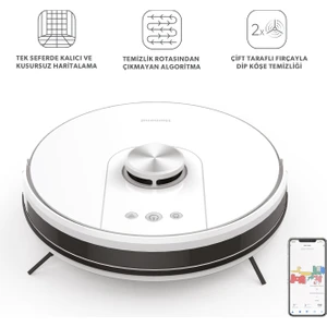 Alex Laser Pro 1286H Moplu ve Haritalamalı Akıllı Robot Süpürge Beyaz Silver