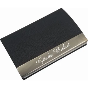 NRD Life Kişiye Özel Isim Baskılı Suni Deri Metal Kartvizitlik Siyah-Beyaz