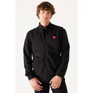 Regular Fit Normal Kesim %100 Pamuk Dik Yaka Fermuarlı Lacivert Sweatshirt Ceket