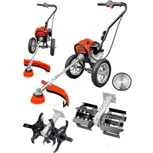 Germany Steel 7.9 Hp Benzinli Tekerlekli Çim Ot Çalı Biçme Makinası Tırpan 2 Adet Çapalama Aparatı Profesyonel
