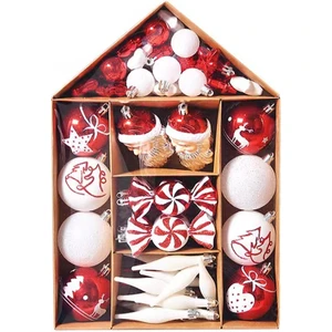 Christmas 70 Ev Yılbaşı Ağacı Süsü Seti-Kırmızı Beyaz Set (Yurt Dışından)