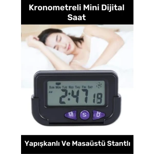 Yapışkanlı ve Masaüstü Stantlı Ders Çalışmak Için Alarlı Kronometreli Mini Dijital Saat