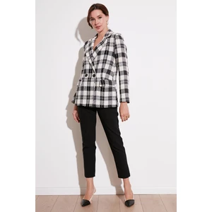 Regular Fit Kruvaze Yaka Tüvit Blazer Ceket Kadın Ceket 611CE0310